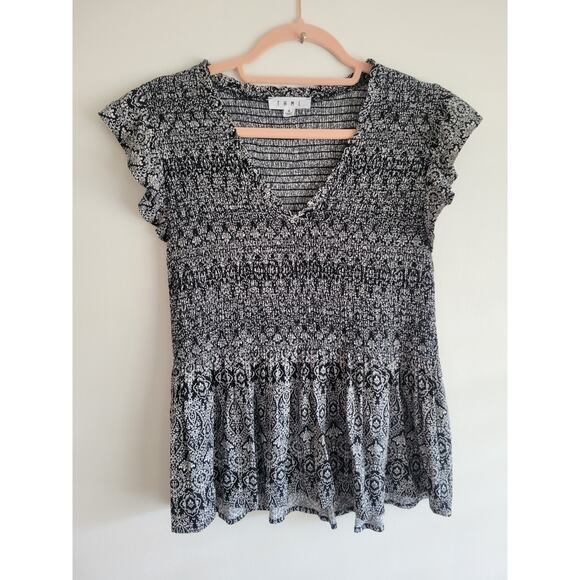 THML Multi Floral Flutter Sleeve Top w/ Tie Detail main image 0